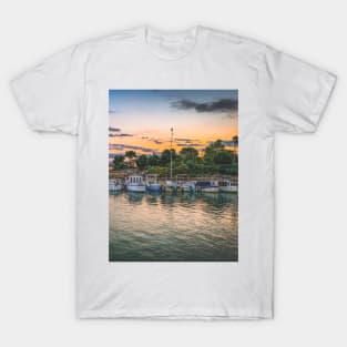 Sunset Sky Summer Seaport Boats Sailing Relax T-Shirt